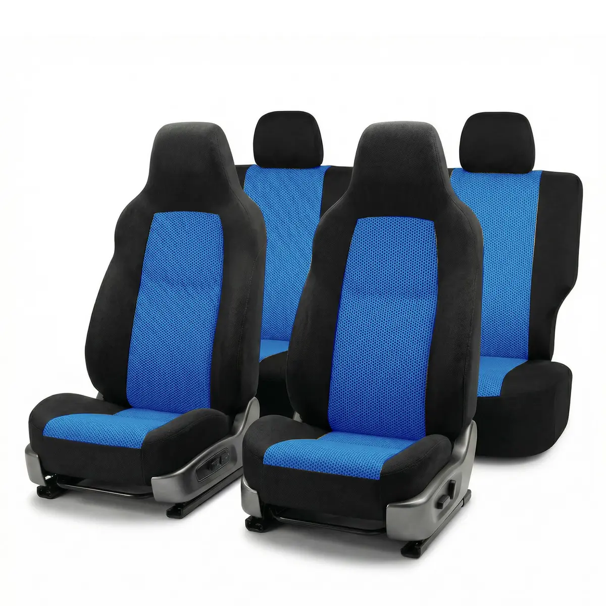 FH Group Automotive Full Car Seat Covers for SUV, Trucks, Sedan and More - Universal Fit Front High Back & Rear Solid Bench Design Interior Accessories - 3D Air Mesh Fabric Center Panel - Blue | Breathable & Washable - main product image