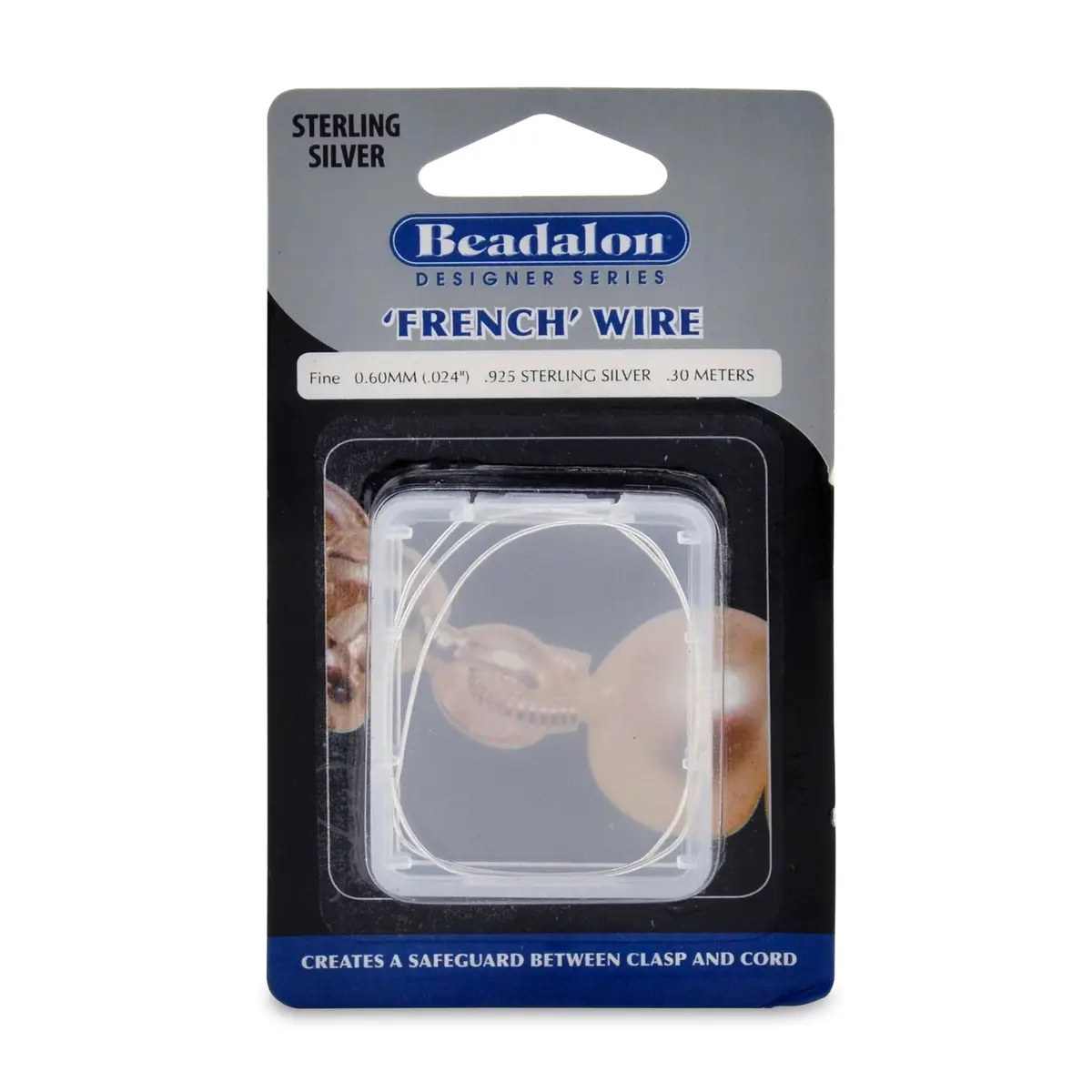 Beadalon French Beading Craft Wire - 0.60 mm / .024 in, 12 in, .925 Silver | Durable Jewelry Wire for Fine Crafting - main product image