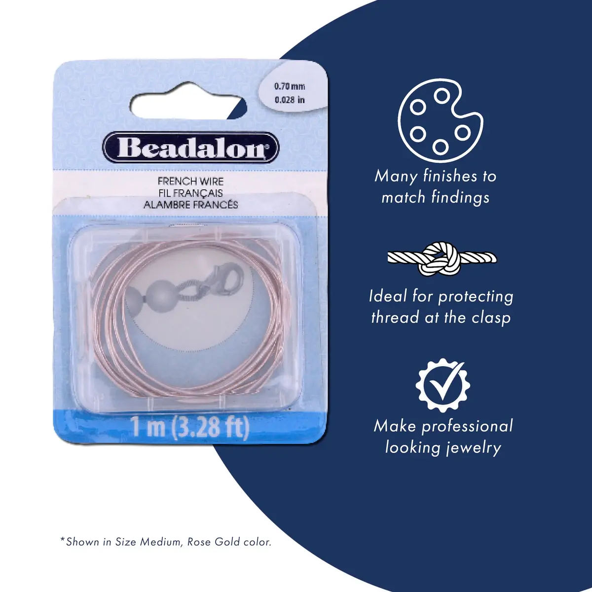 Beadalon French Beading Craft Wire - 0.60 mm / .024 in, 12 in, .925 Silver | Durable Jewelry Wire for Fine Crafting - view 2