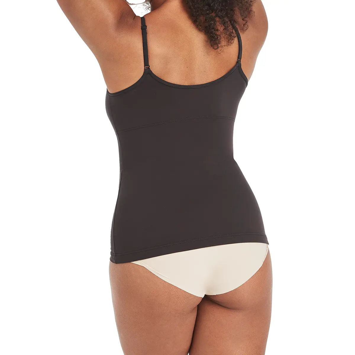 Maidenform Long Length Cami, Firm Control Microfiber Shaping Tank Top, Black, Medium US | Smooths from hips to bust - view 4
