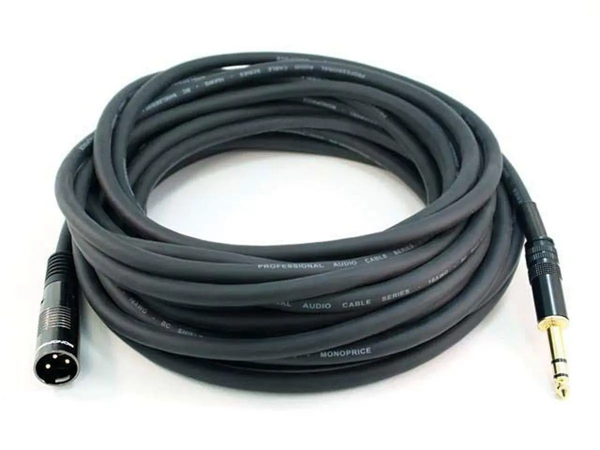 Monoprice Premier Series XLR Male to 1/4-Inch TRS Male Cable - 4.57 m (15 Feet) - Black, 16AWG, Gold Plated - view 5
