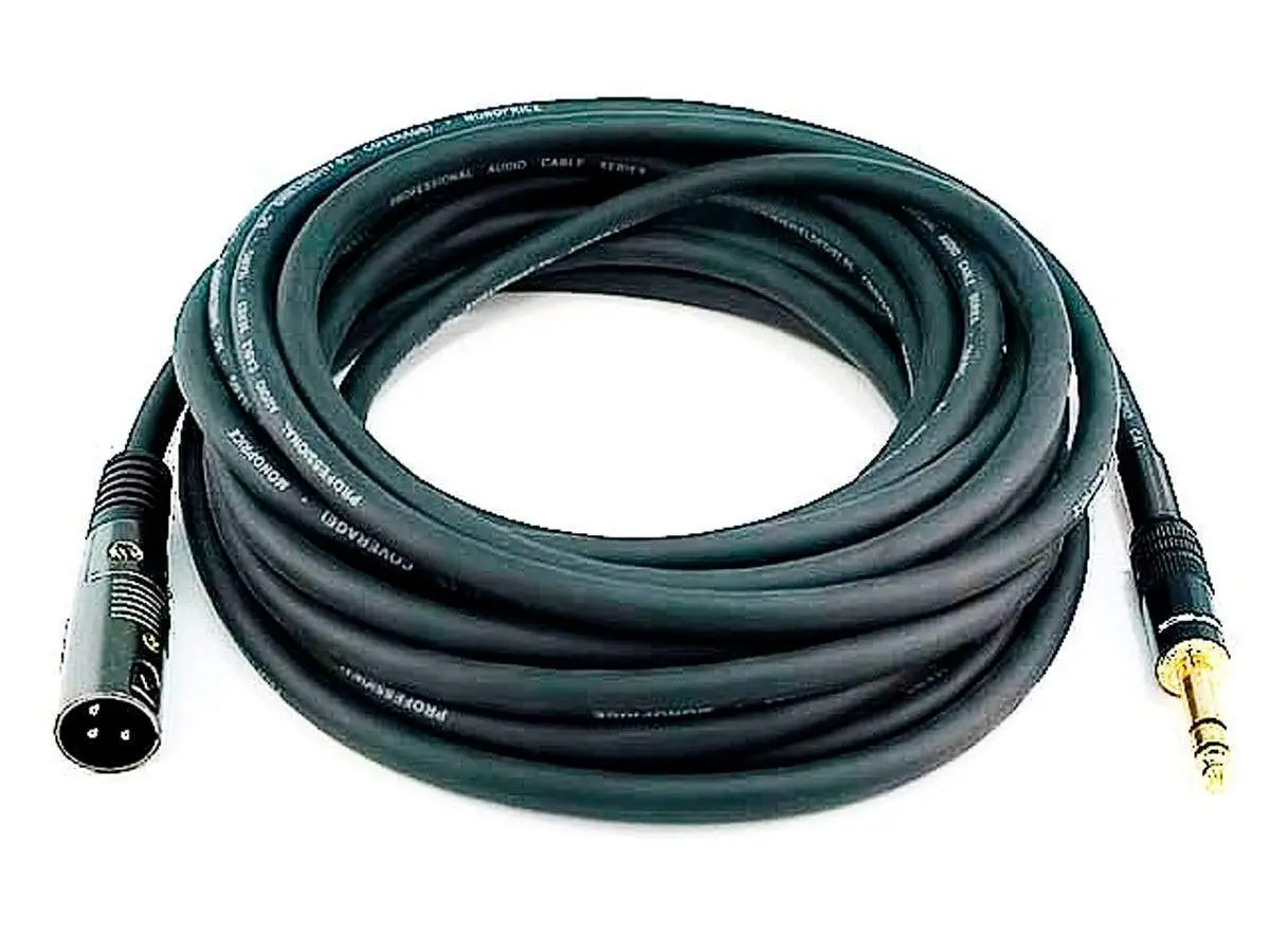 Monoprice Premier Series XLR Male to 1/4-Inch TRS Male Cable - 4.57 m (15 Feet) - Black, 16AWG, Gold Plated - view 4