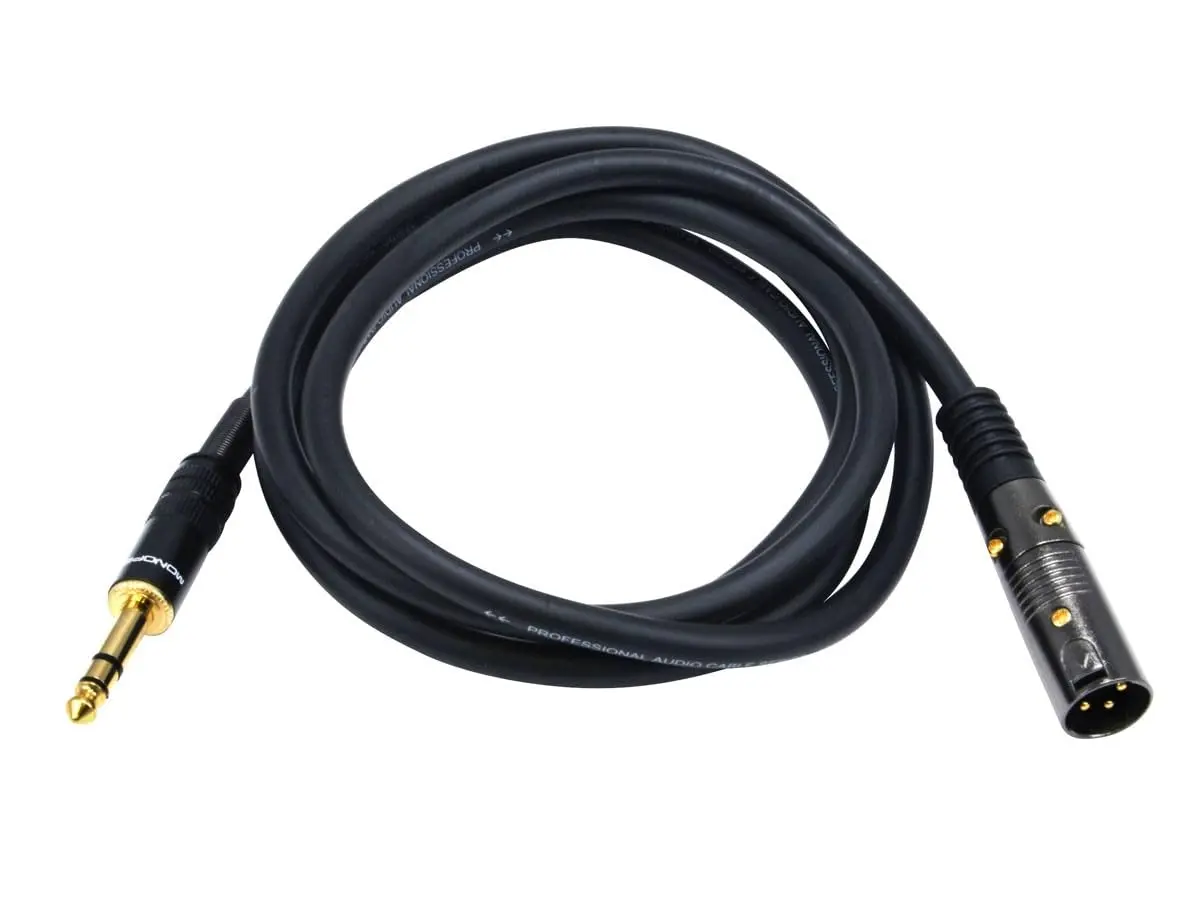 Monoprice Premier Series XLR Male to 1/4-Inch TRS Male Cable - Gold Plated, 1.83m (6 Feet), Black | High Fidelity Balanced Audio - main product image