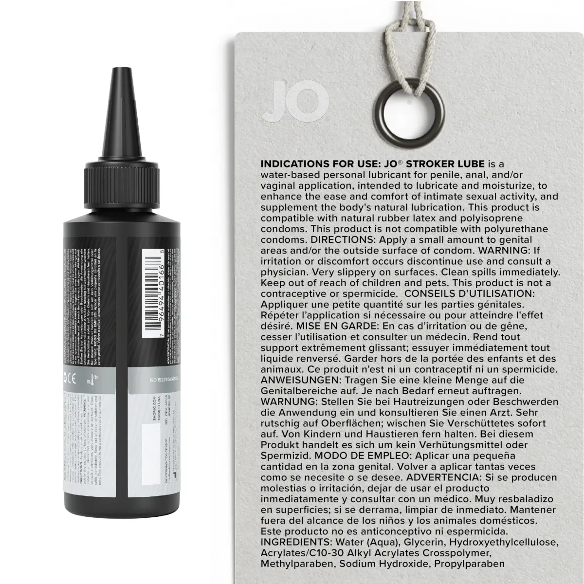 JO Water Based Stroker Lube 120ml (4 fl oz) | Thick Cushioned Glide for Male Toys - view 2