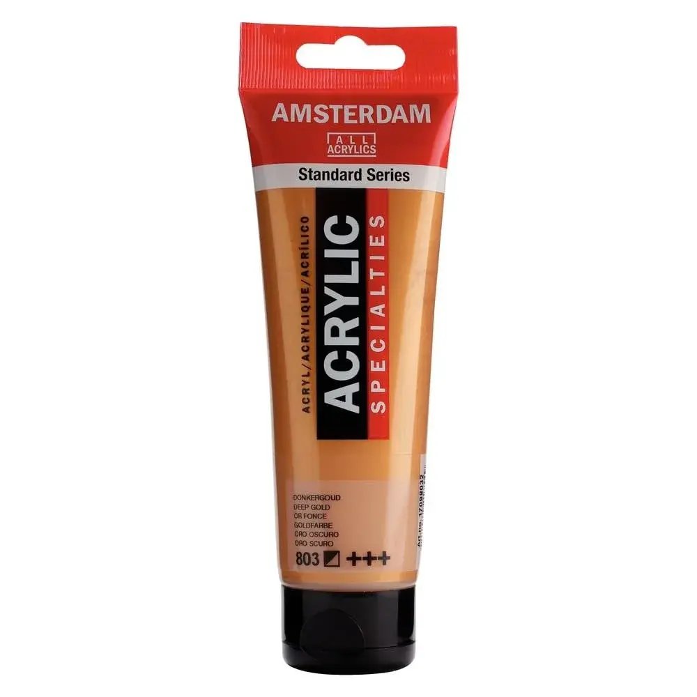 Amsterdam Standard Series Acrylic Paint Tube, Deep Gold 803, 120ml (4 fl oz) | Professional Grade, Fade Resistant - main product image