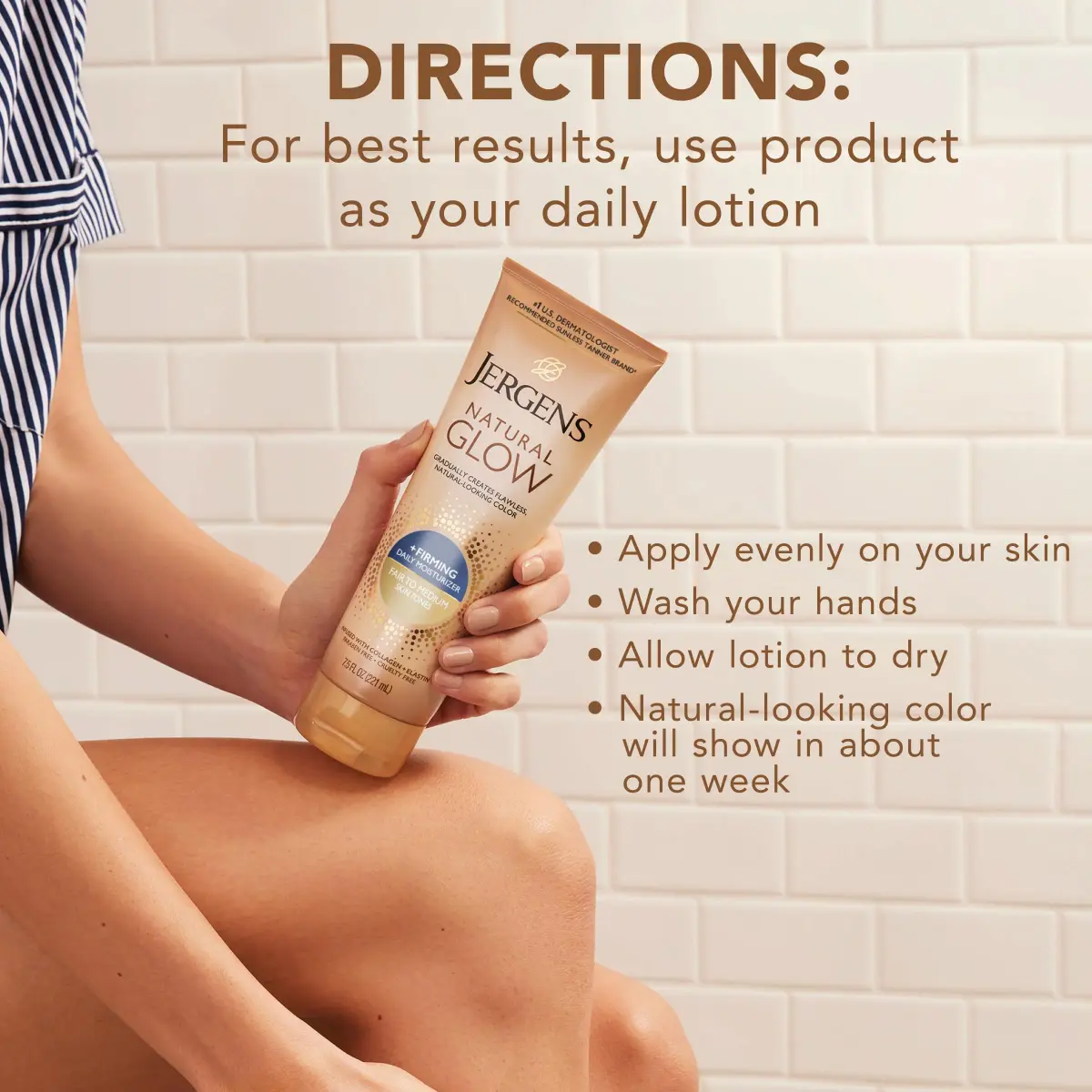 Jergens Natural Glow +Firming Body Lotion 222ml (7.5 Fl Oz) | Gradual Tan & Cellulite Reduction - view 9