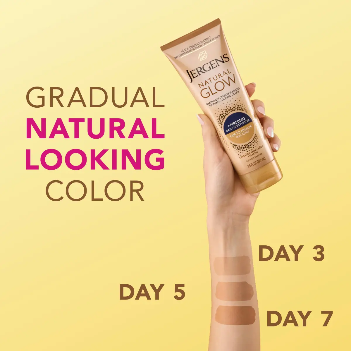 Jergens Natural Glow +Firming Body Lotion 222ml (7.5 Fl Oz) | Gradual Tan & Cellulite Reduction - view 3
