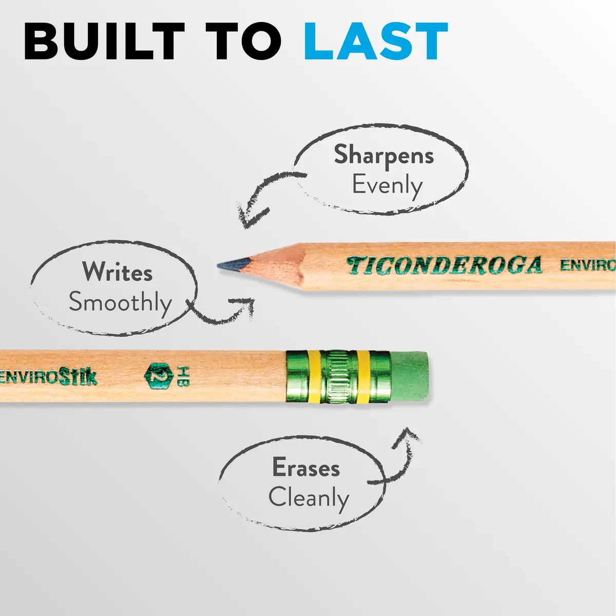 Ticonderoga Envirostik Wood-Cased Pencils #2 HB Soft Natural 12 Count | Smooth Writing & Clean Corrections - view 4
