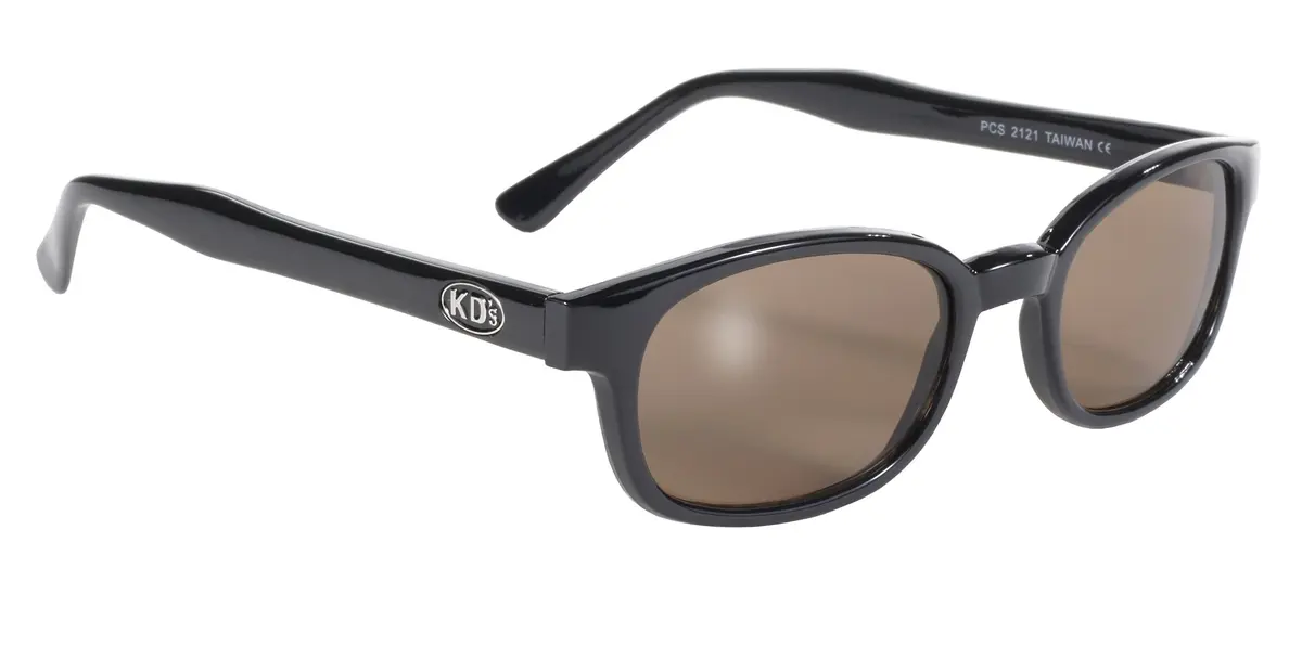 Pacific Coast Original KD's Biker Sunglasses (Black Frame/Dark Brown Lens) | Small Fit, UV & Polycarbonate Protection - main product image