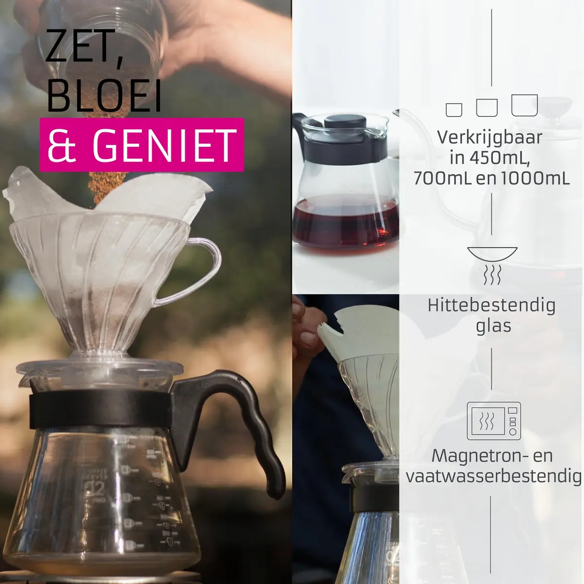 HARIO V60 Glass Coffee Server 1000ml | Heatproof Borosilicate, Japanese Design, 1-6 Cups - view 3