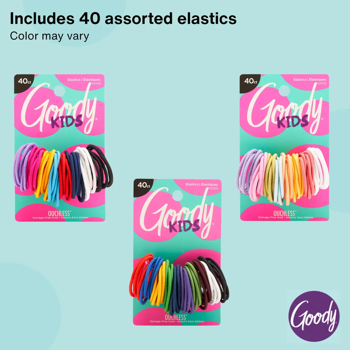 Goody Kids Ouchless Elastic Hair Ties 40 Count (Pack of 1) Assorted Colors | Pain-Free Hold for Fine to Medium Hair - view 5