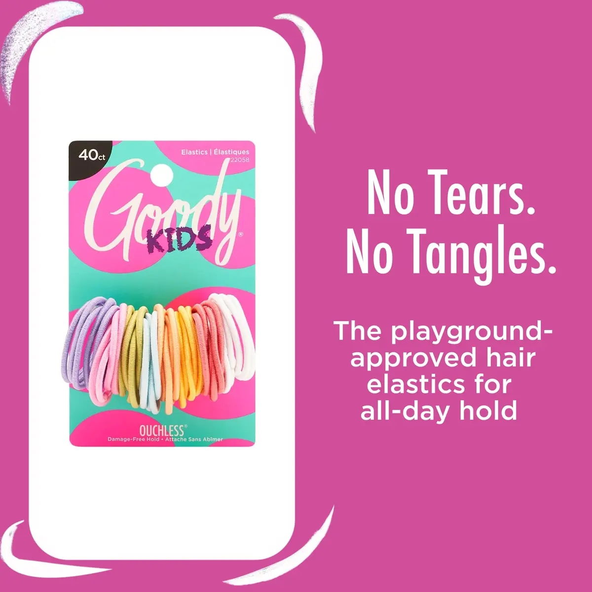 Goody Kids Ouchless Elastic Hair Ties 40 Count (Pack of 1) Assorted Colors | Pain-Free Hold for Fine to Medium Hair - view 2