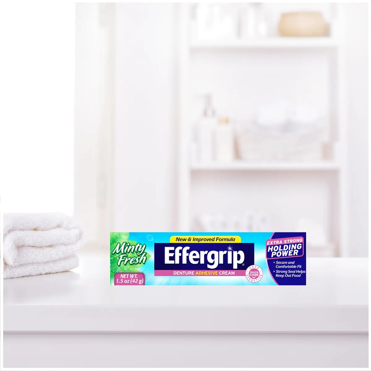 Effergrip Denture Adhesive Cream Minty Fresh 44.36 ml (1.5 Oz) | Zinc-Free Extra Strong Grip - view 5