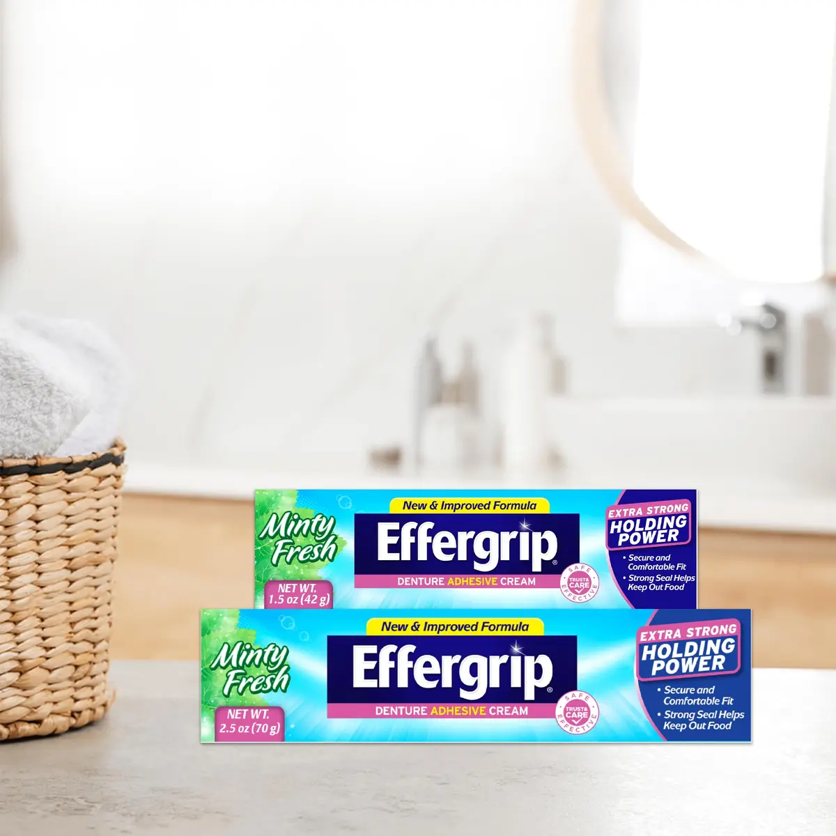 Effergrip Denture Adhesive Cream Minty Fresh 44.36 ml (1.5 Oz) | Zinc-Free Extra Strong Grip - view 6