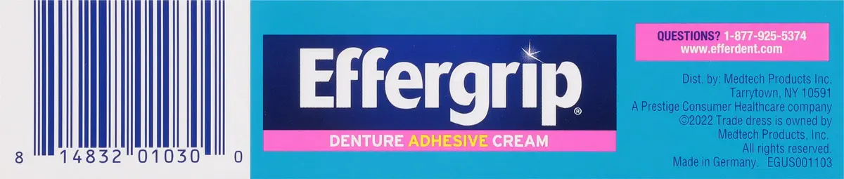 Effergrip Denture Adhesive Cream Minty Fresh 44.36 ml (1.5 Oz) | Zinc-Free Extra Strong Grip - view 7