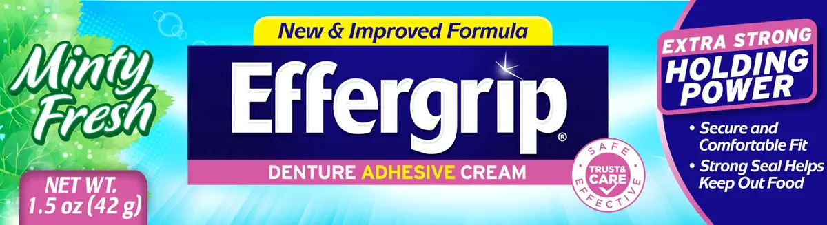 Effergrip Denture Adhesive Cream Minty Fresh 44.36 ml (1.5 Oz) | Zinc-Free Extra Strong Grip - view 8