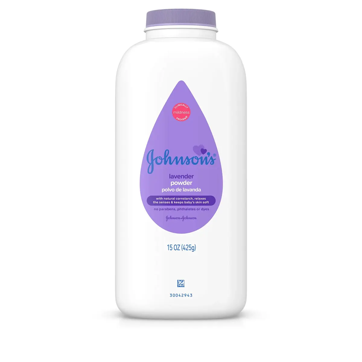 Johnson's Lavender Baby Powder with Naturally Derived Cornstarch 443ml (15 oz) | Hypoallergenic and Paraben Free - main product image