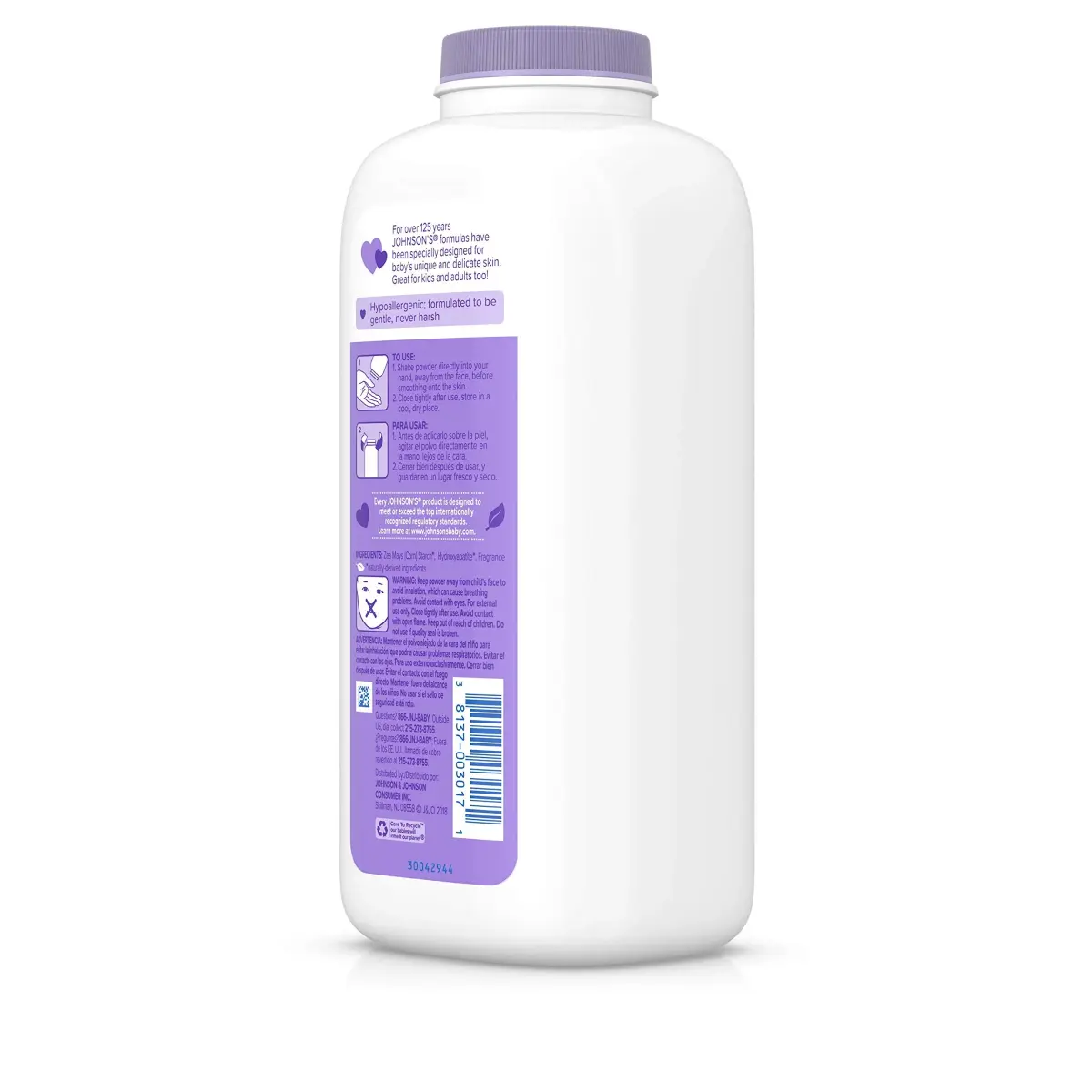 Johnson's Lavender Baby Powder with Naturally Derived Cornstarch 443ml (15 oz) | Hypoallergenic and Paraben Free - view 6