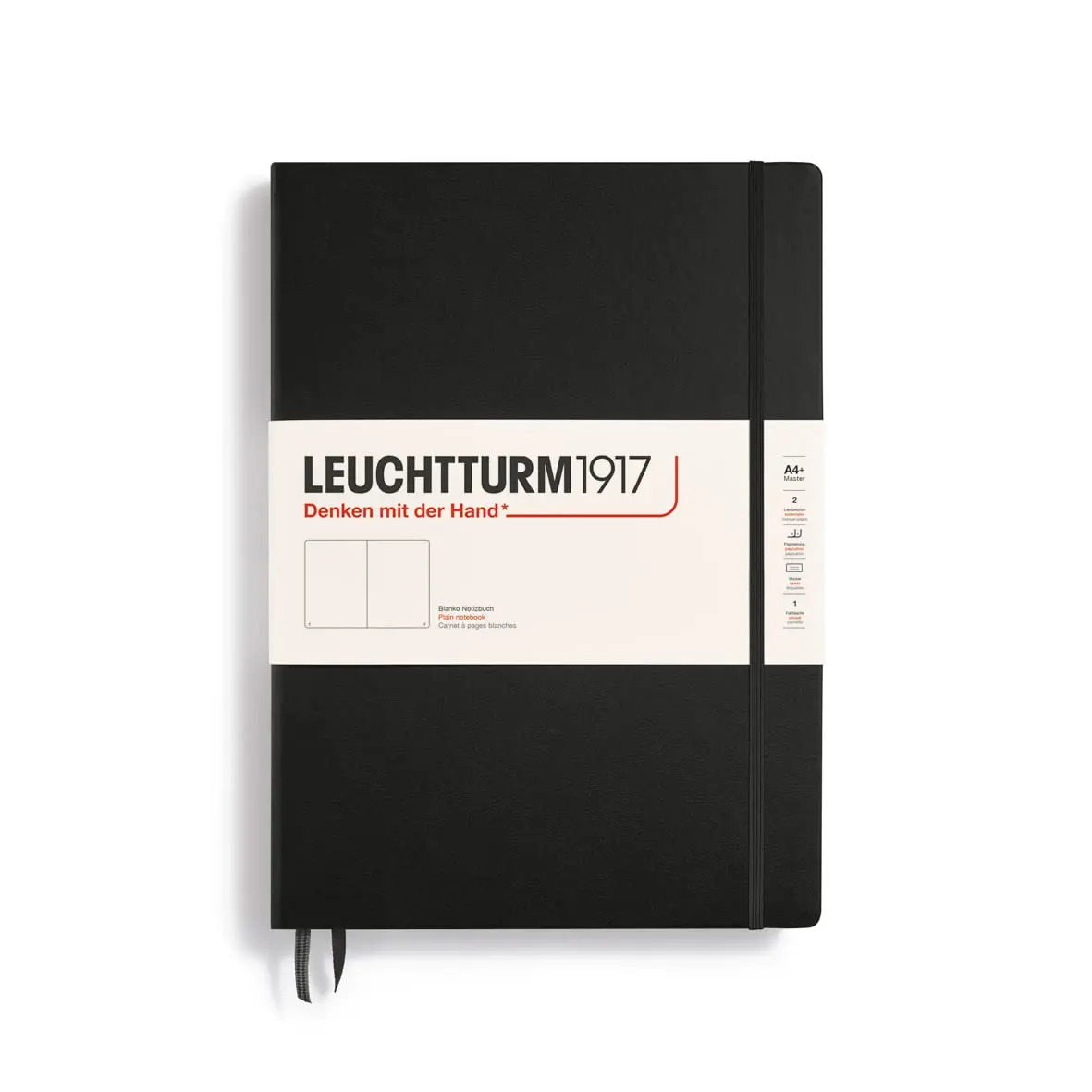 LEUCHTTURM1917 Notebook Hardcover Master Classic A4+ | 235 Pages, Numbered, Flat Opening, Black - main product image