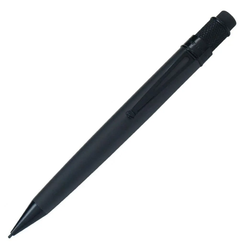 Retro 51 Tornado Stealth 1.15mm Mechanical Pencil | Black Matte Aluminum Barrel, Knurled Grip - main product image
