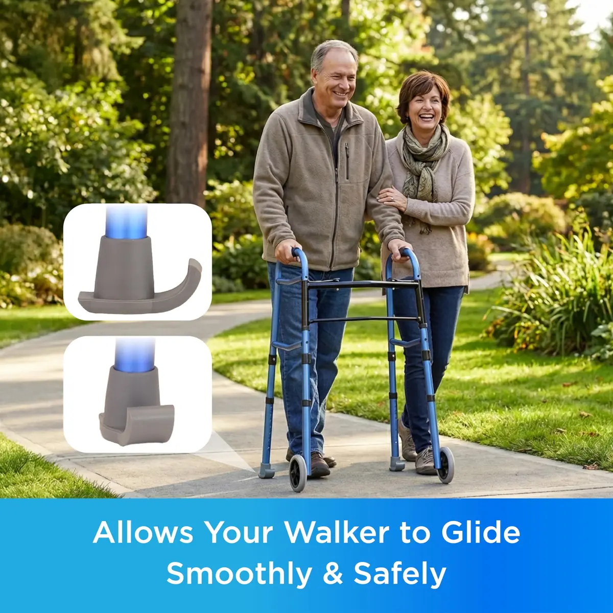 nova Walker Skis Glides for Folding Walkers, Universal Mobility Aid with 1-inch Tubing Fit, Gray (2 Skis) - view 3