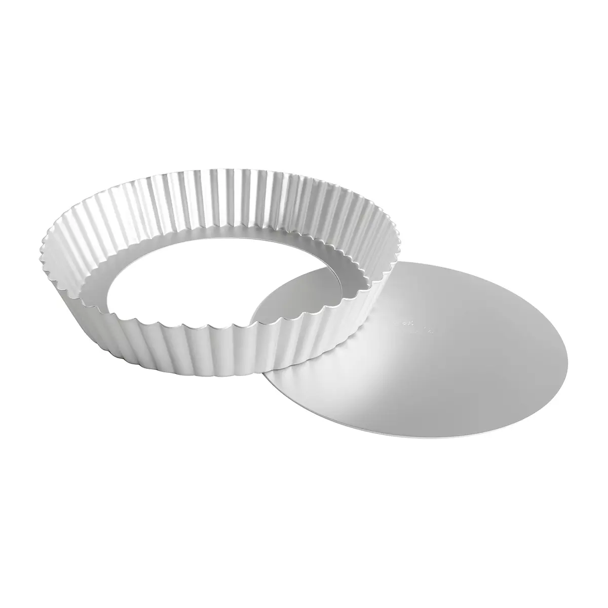 Fat Daddio's PFT-102 Round Fluted Tart Pan 10 x 2 Inch | Anodized Aluminum, 76.2 fl oz Capacity - main product image