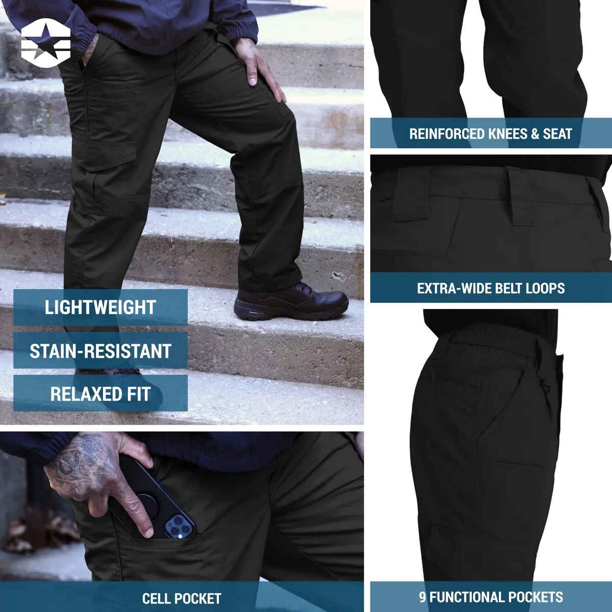 Propper Mens Cargo Military-pants, Black, 28W X 37L US - view 4