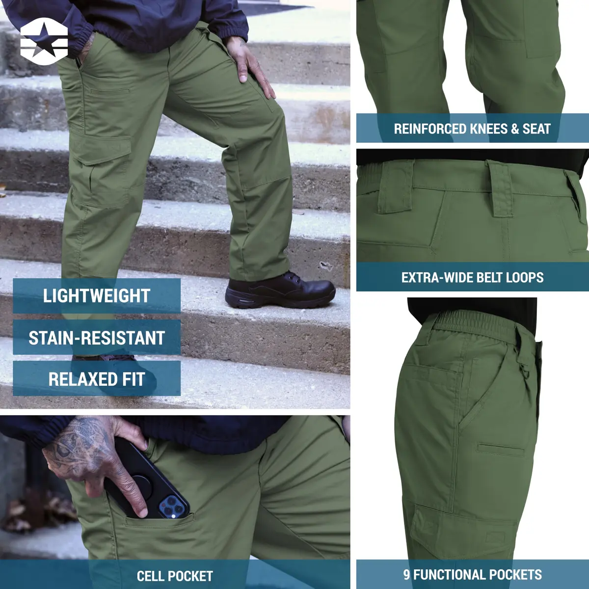 Propper Lightweight Tactical Pant, Performance Cargo Work Pants for Men, Olive, 42x34 | Durable Ripstop with Teflon - view 4