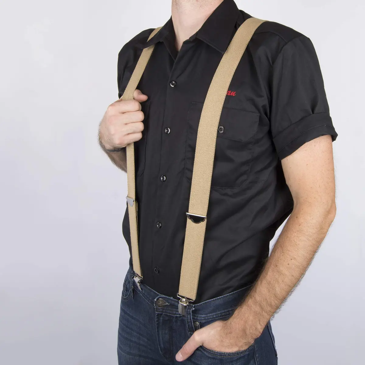 Dickies Men's 1-1/4" Solid Straight Clip Suspender, Beige, Up to 42" Waist | Heavy-Duty Workwear Accessory - view 5