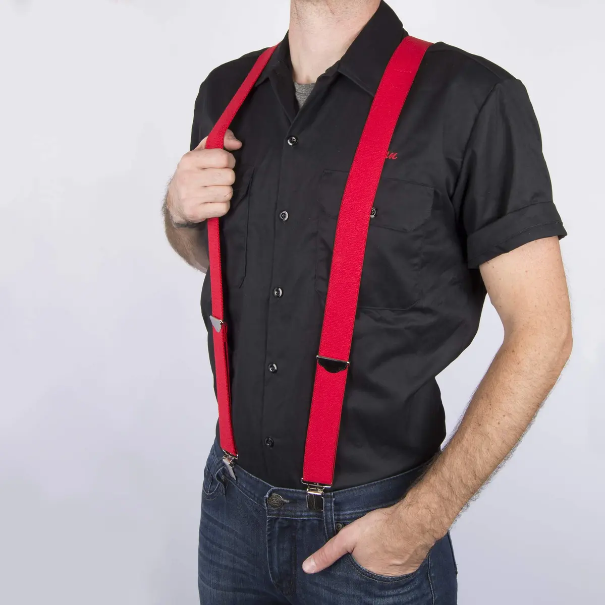 Dickies Men's 1-1/4 Solid Straight Clip Suspender,Red | Heavy Duty Work & Style Accessory - view 3