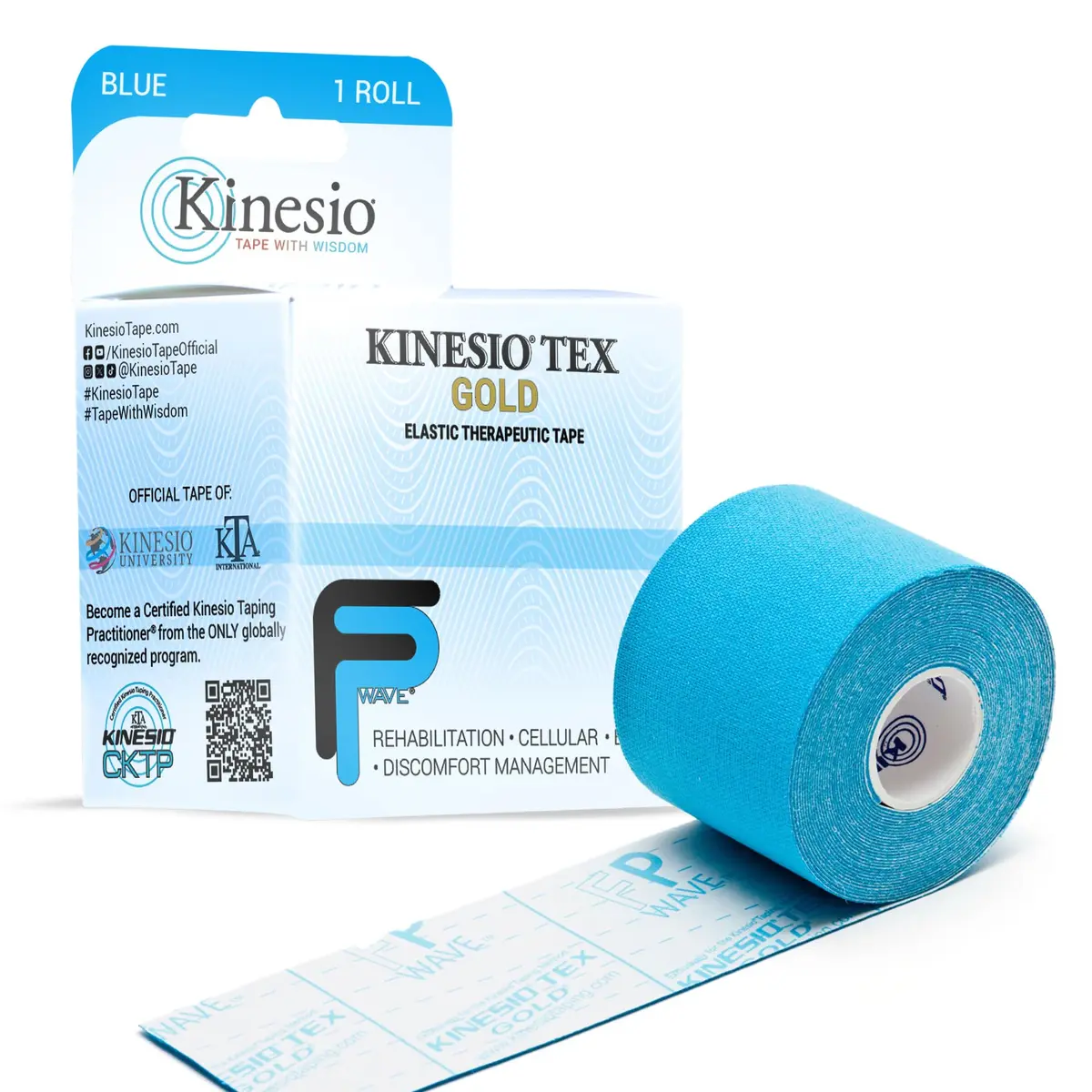 Kinesio Tex Gold FP Athletic Tape Blue 5 cm (2 in.) x 4.9 m (16.4 ft) | USA-Sourced Elastic Therapeutic Support - main product image