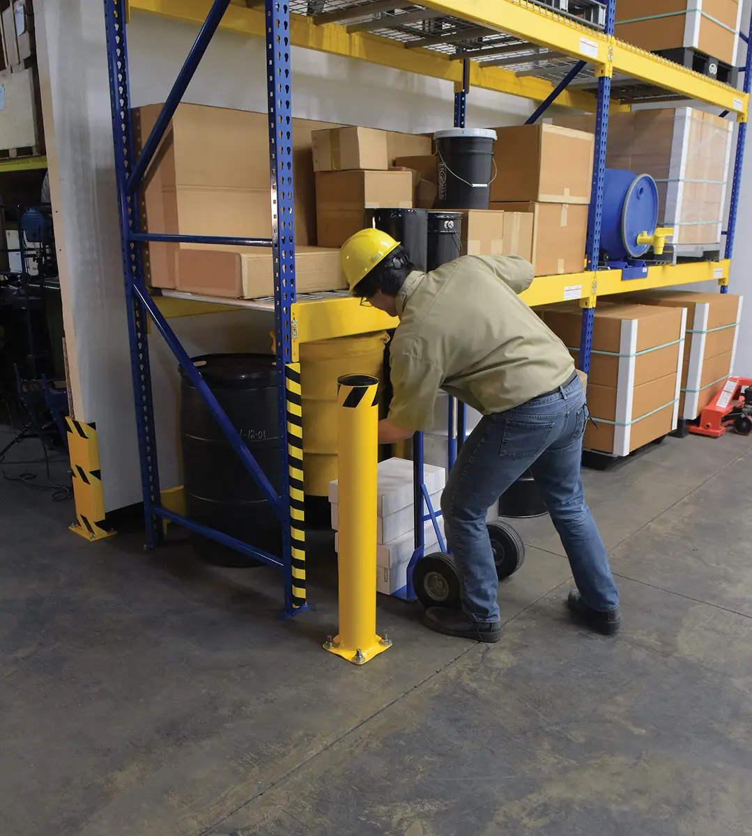 Vestil BOL-42-5.5 Steel Pipe Safety Bollard 42 In. x 5-1/2 In. Yellow | Heavy-duty Steel Construction - view 6