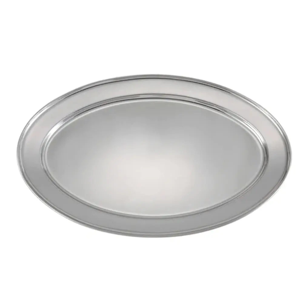 Winco 21 3/4" x 14 1/2" Oval Stainless Steel Platter | Durable, Rust-Resistant Serving Dish - main product image