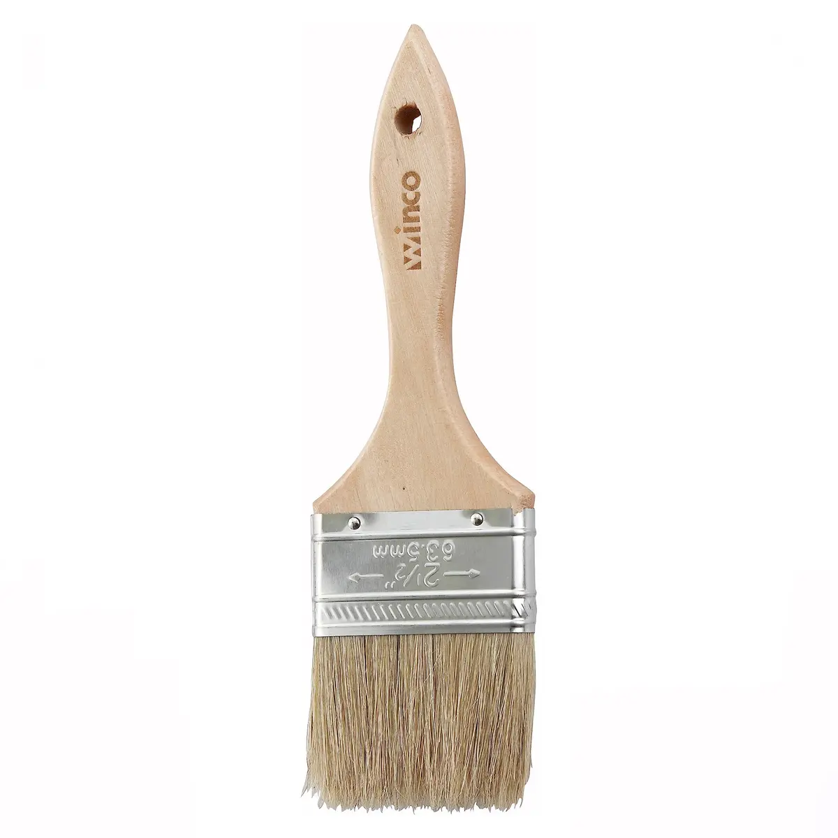 Winco 2.5 inch Boar Bristle Pastry Brush | 6.35 cm flat bristle, 14 cm wooden handle - main product image