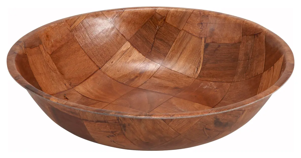 Winco Heavy-Duty 12" Wood Salad Serving Bowl | Rustic Natural Finish for Family & Buffet (110 chars) - main product image