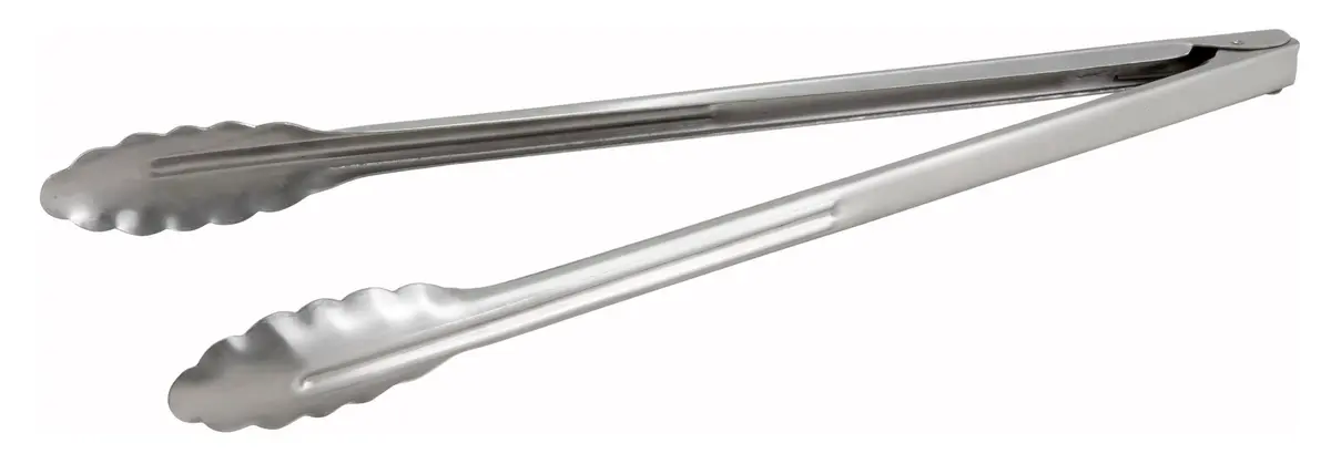 Winco 16-Inch Heavyweight Stainless Steel Utility Tong | Scalloped Edges for Secure Grabbing - main product image