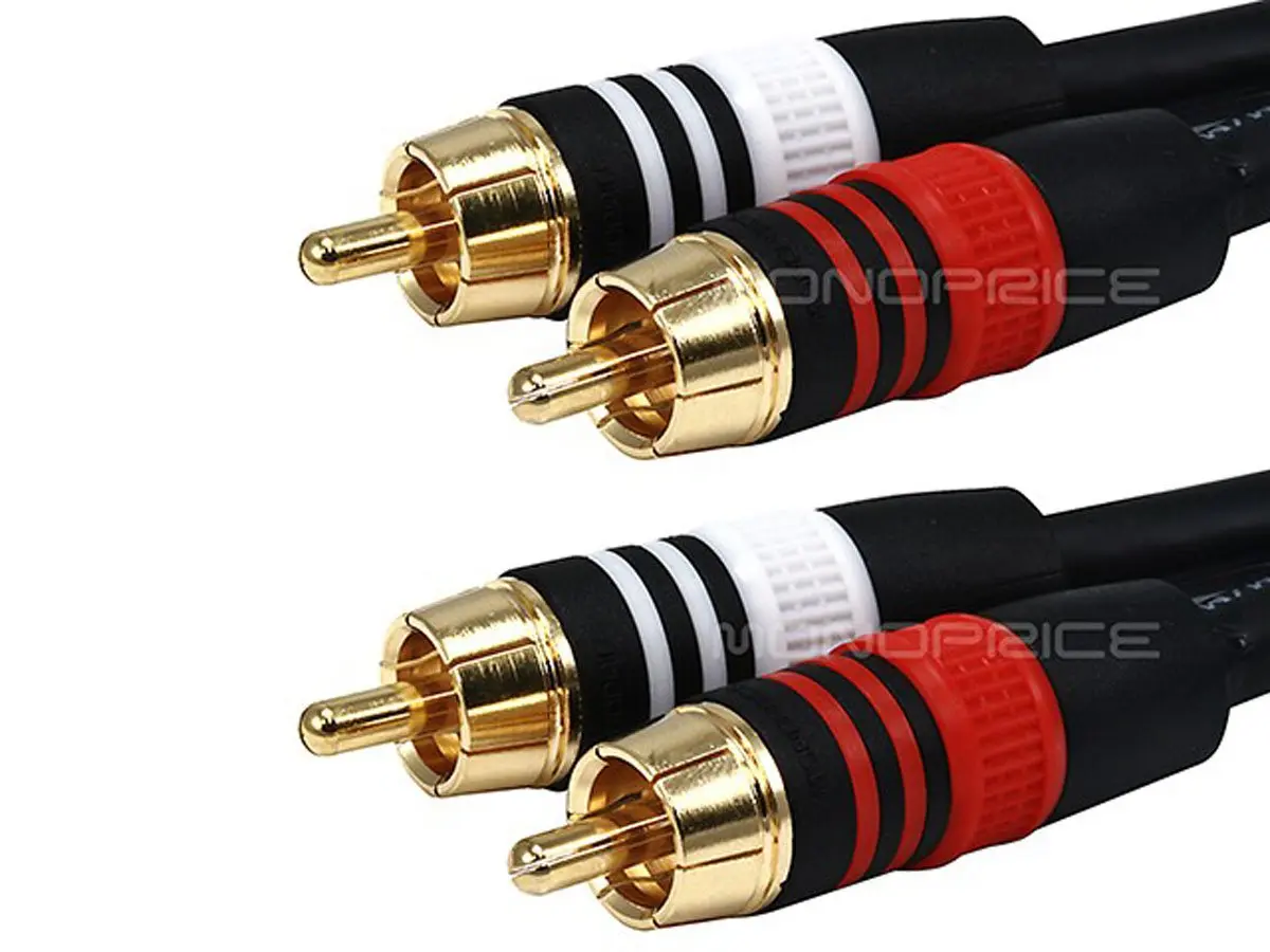 Monoprice Premium Two-Channel Audio Cable - 35 Feet - Black | 2 RCA Plug to 2 RCA Plug 22AWG - view 2