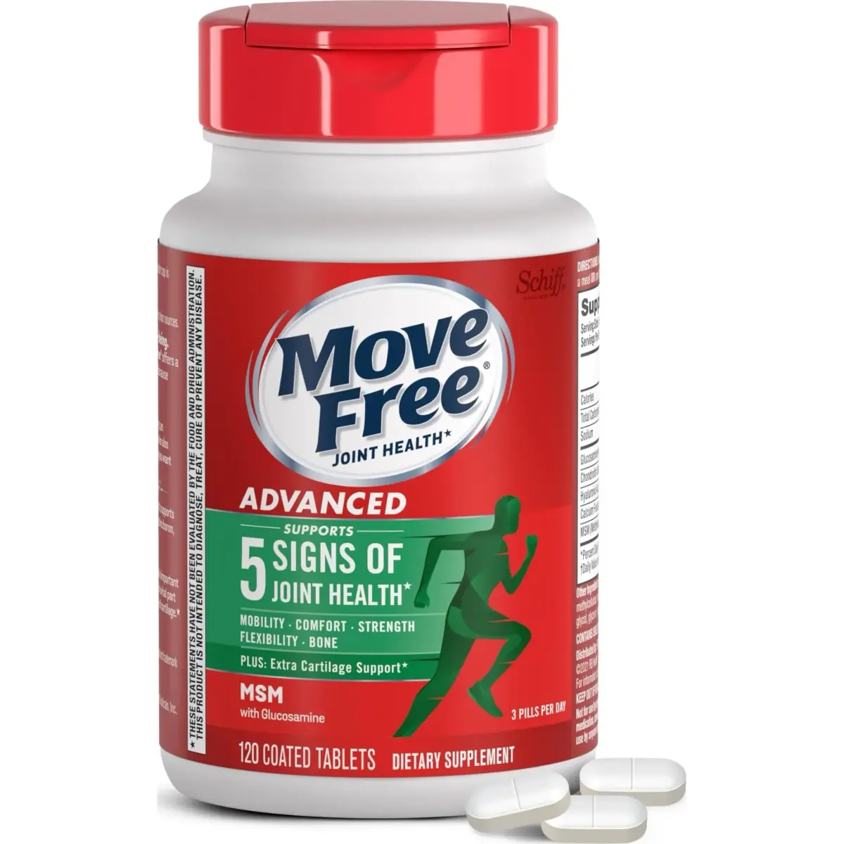 Move Free Advanced Joint Support Glucosamine Chondroitin MSM Tablets 120 Count (40 Servings) | Supports Joint Comfort & Mobility - main product image