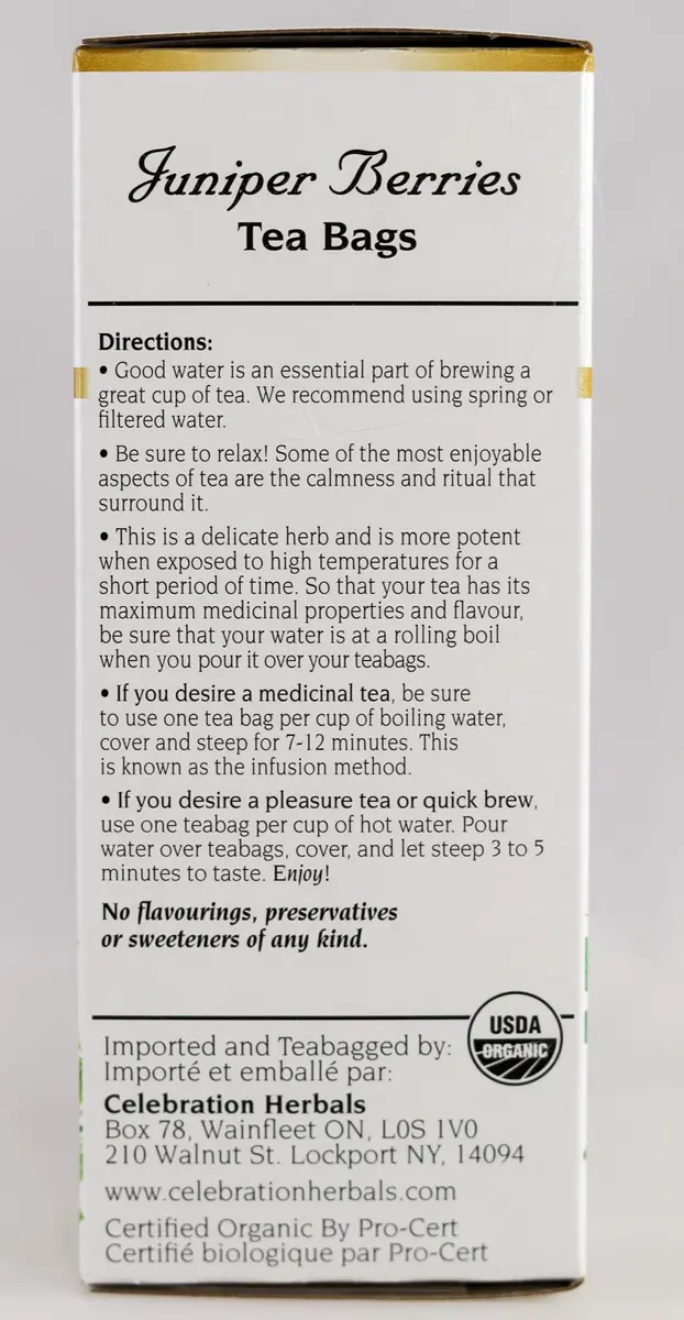 Celebration Herbals Juniper Berries Tea Organic 24 Bag | Caffeine Free Herbal Tea with Unique Flavor - view 4