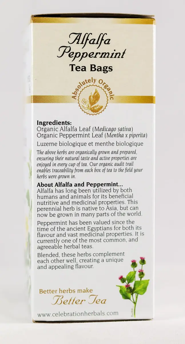 Celebration Herbals Alfalfa Peppermint Tea Organic 24 Bag | Caffeine Free Herbal Tea with Organic Herbs - view 5