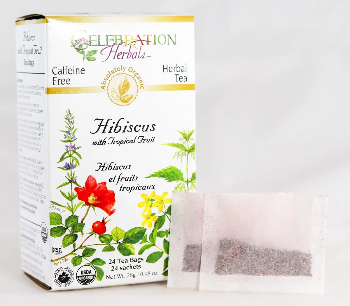 Celebration Herbals Organic Hibiscus with Tropical Fruit Tea Caffeine Free | 24 Tea Bags 28g - view 2