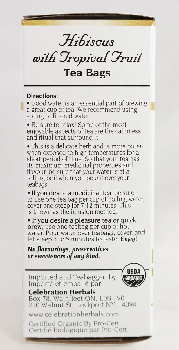 Celebration Herbals Organic Hibiscus with Tropical Fruit Tea Caffeine Free | 24 Tea Bags 28g - view 4