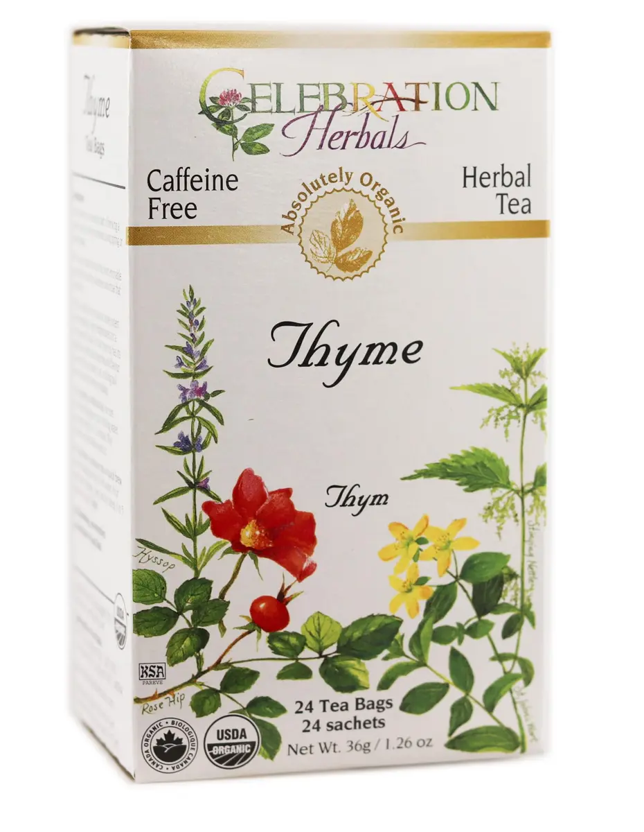 Celebration Herbals Organic Thyme Tea Bags 24 | Aromatic & Stress-Relieving (70-120 chars) - main product image