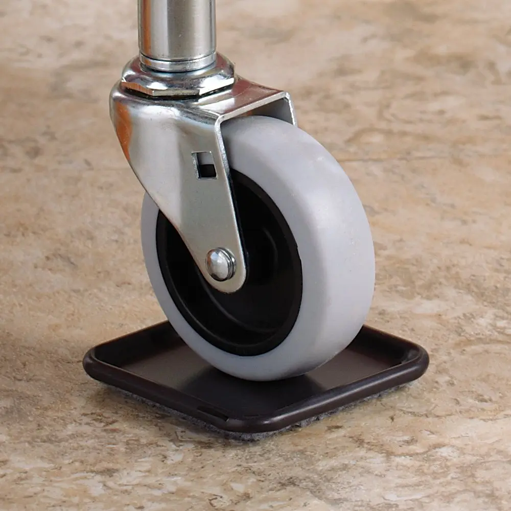 SOFTTOUCH 2-1/2" Square Reusable Carpet Bottom Furniture Caster Cups, 12-Pack, Brown/Gray | Protects Floors & Reduces Noise - view 4
