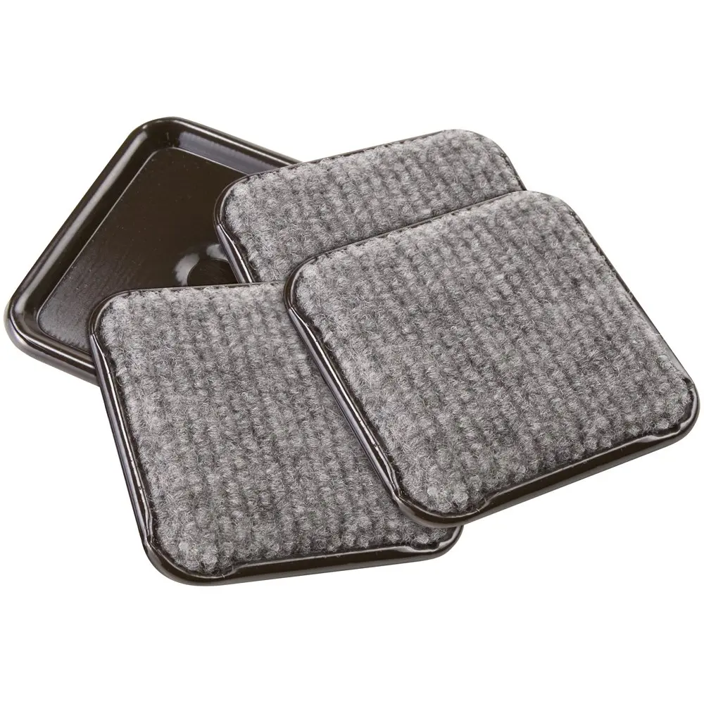SOFTTOUCH 2-1/2" Square Reusable Carpet Bottom Furniture Caster Cups, 12-Pack, Brown/Gray | Protects Floors & Reduces Noise - main product image