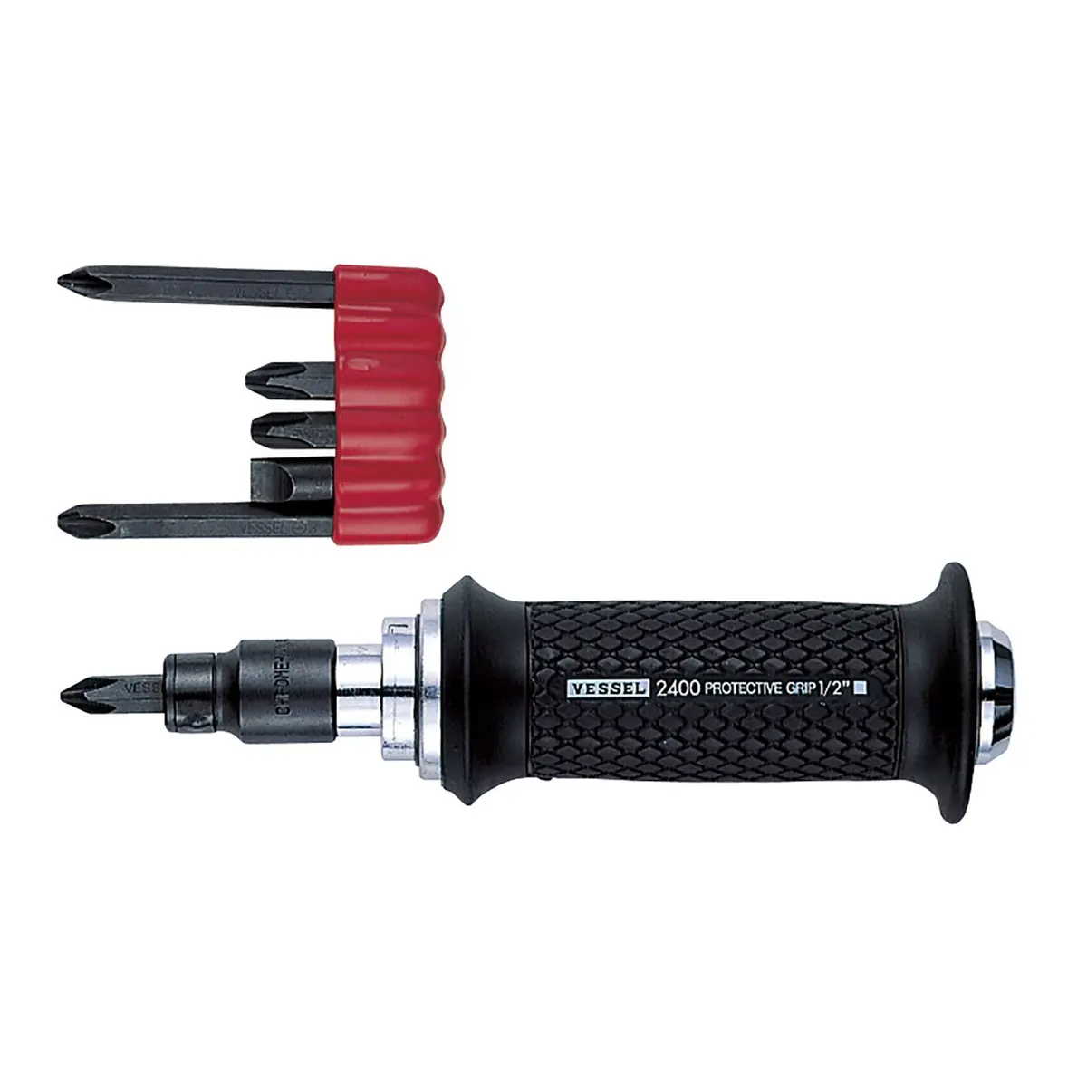VESSEL Impact Screwdriver with Soft Grip, 197mm (7.8 inches) | Replaceable Bit & Socket Compatibility - main product image