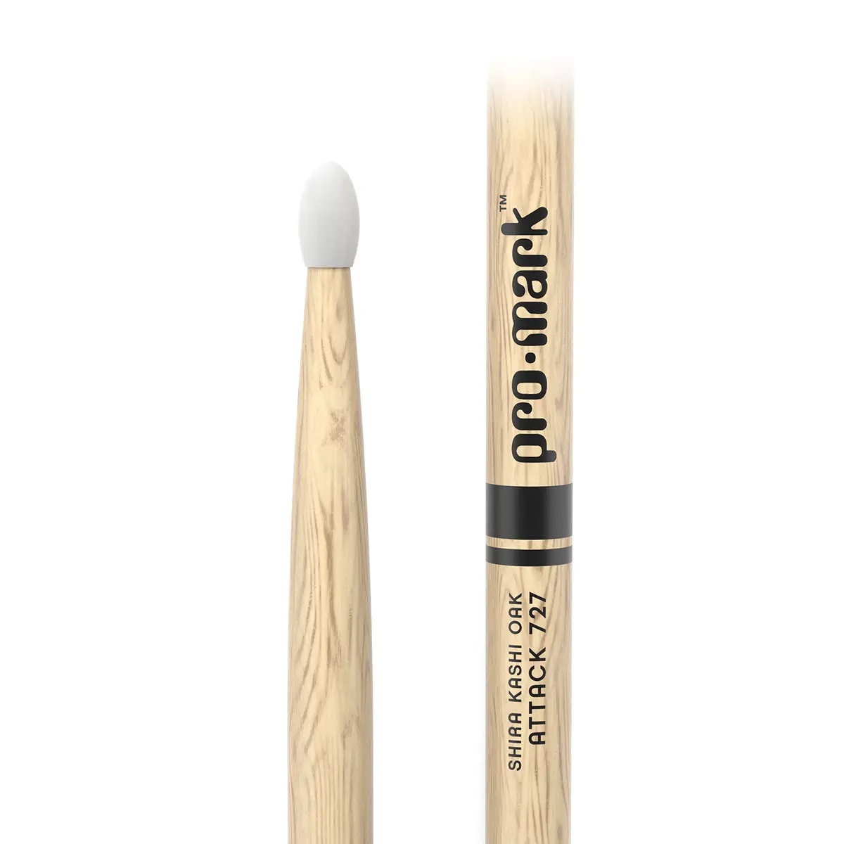 ProMark Classic Attack 727 Shira Kashi Oak Drumsticks with Oval Nylon Tip, 41.2cm (16.25") Pair | Forward-Weighted Feel for Metal Drummers - view 2
