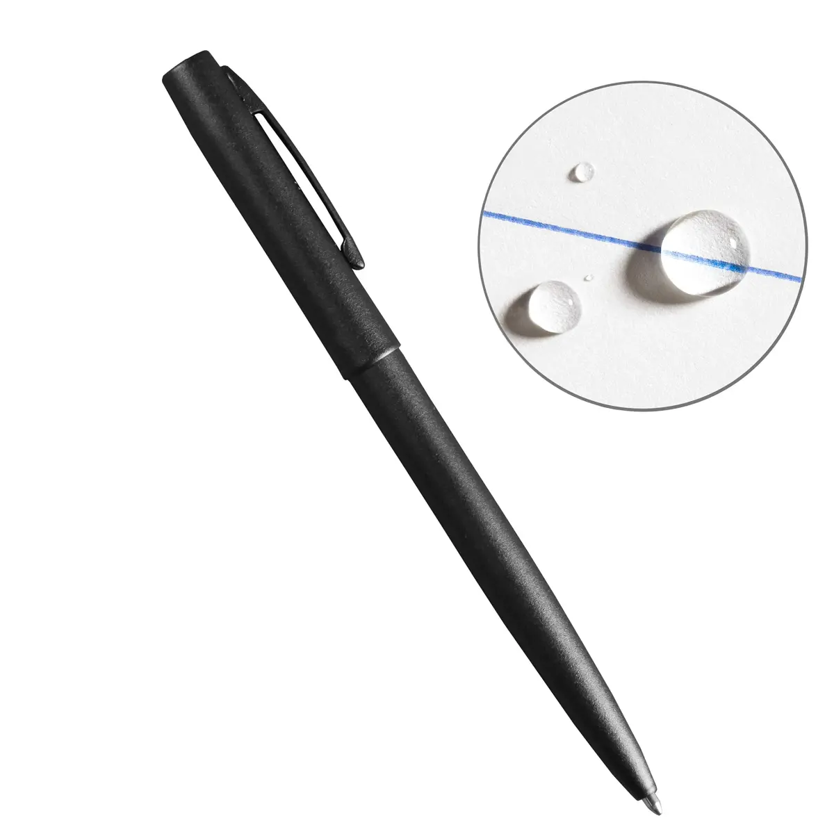 Rite in the Rain Black Metal Tactical Clicker Pen - Blue Ink | Writes Through Water & Grease - view 2