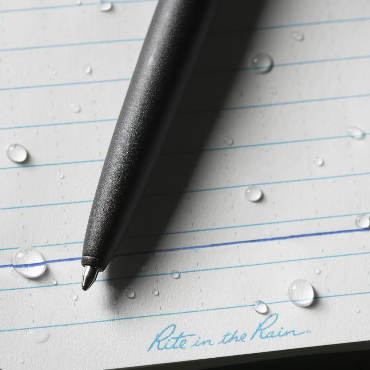 Rite in the Rain Black Metal Tactical Clicker Pen - Blue Ink | Writes Through Water & Grease - view 3