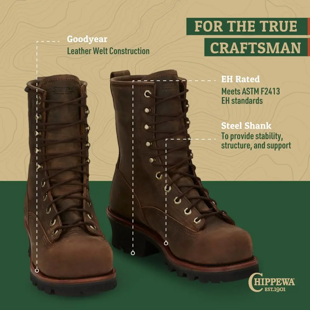 Chippewa Steel Toe Logger Boots, Bay Apache - Non Insulated - 9.5 | Waterproof Full-Grain Leather, 400g Thinsulate, Oil-Resistant Outsole - view 5